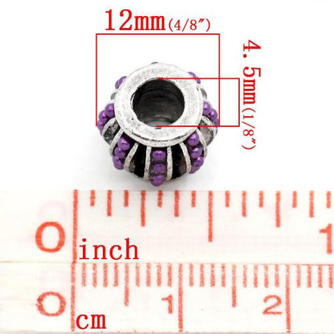European Bead Silver Tone Spacer for Snake Chain Charm Bracelet (Purple) - Sexy Sparkles Fashion Jewelry - 2