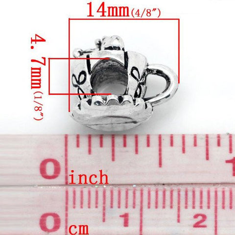 Mouse and Heart Inside Tea/coffee Cup European Bead Compatible for Most European Snake Chain Bracelet - Sexy Sparkles Fashion Jewelry - 2