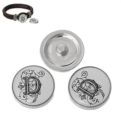 Alphabet Letter D Chunk Snap Button Pendant Fits Snaps Chunk Bracelet - Sexy Sparkles Fashion Jewelry - 3