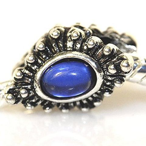 Silver Tone Enamel Charm Bead for Snake Chain Bracelets (Blue) - Sexy Sparkles Fashion Jewelry - 1