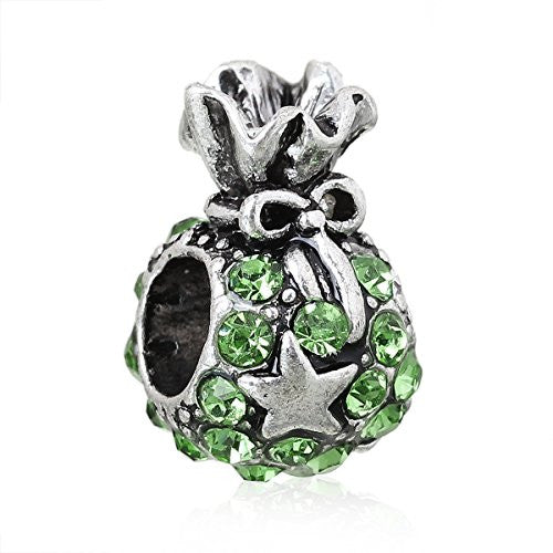 Green Christmas Gift Bag Charm Bead for European Snake Chain Charm Bracelet - Sexy Sparkles Fashion Jewelry - 1