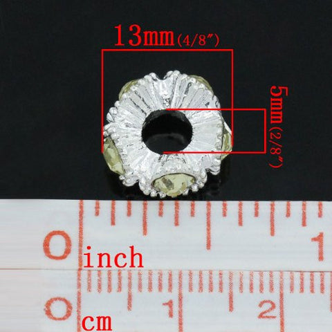 Flower with Clear Rhinestones Charm Spacer For Snake Chain Charm Bracelets - Sexy Sparkles Fashion Jewelry - 2