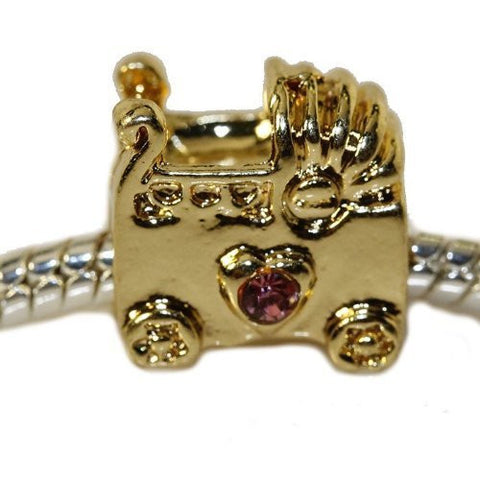 Baby Stroller With  Rhinestone Crystals Charm European Bead Compatible for Most European Snake Chain Bracelet - Sexy Sparkles Fashion Jewelry - 2