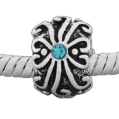 Birthstone  March Aquamarine Lt Blue spacer European Bead Compatible for Most European Snake Chain Bracelet - Sexy Sparkles Fashion Jewelry