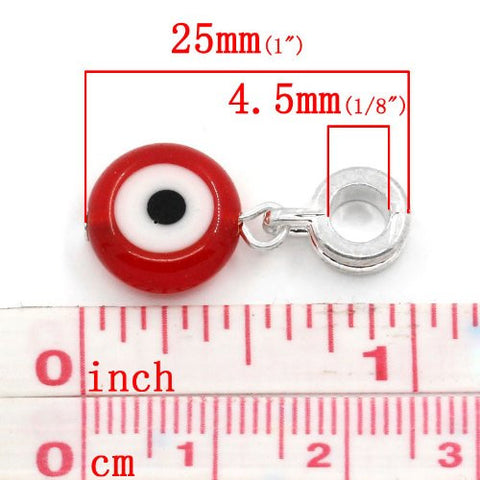 Round Evil Eye Dangle Charm/European Bead Compatible for Most European Snake Chain Bracelet - Sexy Sparkles Fashion Jewelry - 3