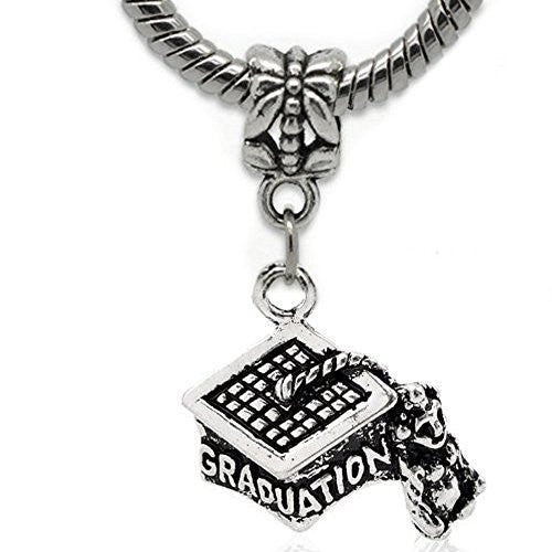 Graduation Cap Charm Bead Dangle for Snake Chain Charm Bracelet - Sexy Sparkles Fashion Jewelry