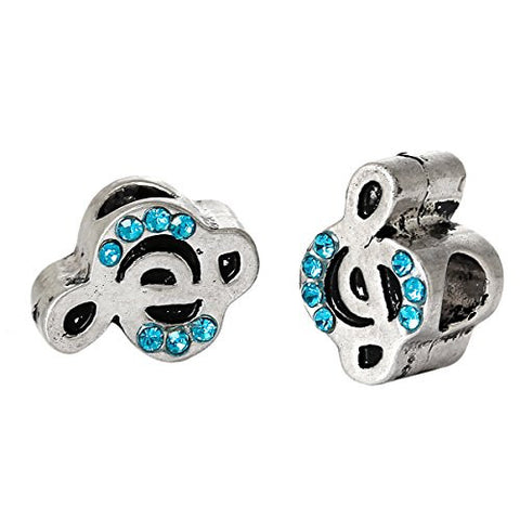 G-Clef Musical Note with Rhinestones Bead Compatible for Most European Snake Chain Bracelet - Sexy Sparkles Fashion Jewelry - 2