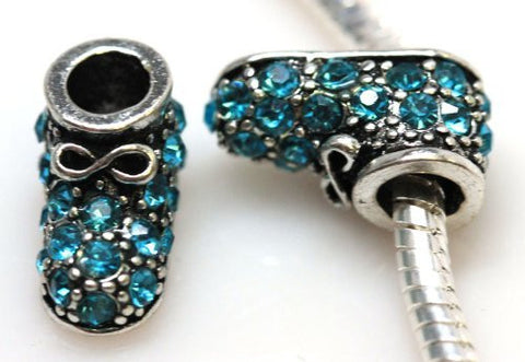 Teal Shoe Spacer European Bead Compatible for Most European Snake Chain Bracelet - Sexy Sparkles Fashion Jewelry - 3