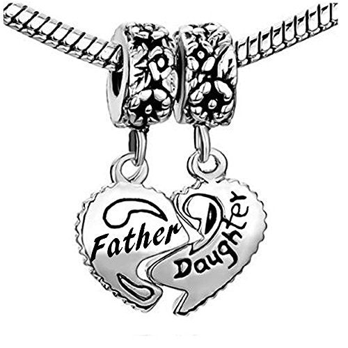 2-Piece Heart w/Crystal Stones For Snake Chain  "Father/Daughter" - Sexy Sparkles Fashion Jewelry