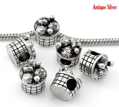 Knitting Wool Needle Basket Charm European Bead Compatible for Most European Snake Chain Bracelet - Sexy Sparkles Fashion Jewelry - 2