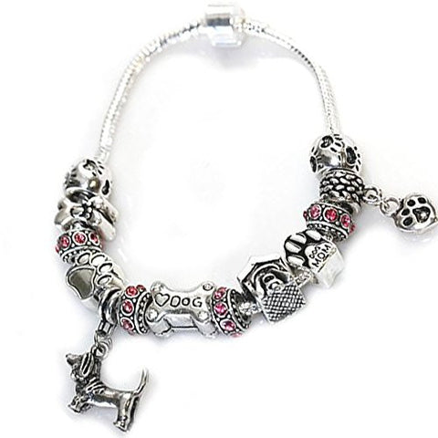 6.5" Dog Lovers Snake Chain Charm Bracelet with Charms - Sexy Sparkles Fashion Jewelry - 1