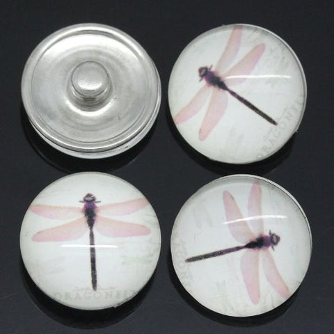 Dragonfly Glass Chunk Charm Button Fits Chunk Bracelet 18mm for Noosa Style Bracelet - Sexy Sparkles Fashion Jewelry - 2