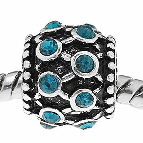 Blue Rhinestone Charm Bead For Snake Chain Bracelet - Sexy Sparkles Fashion Jewelry - 1