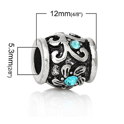 Flower with Blue ed Crystals Charm Bead - Sexy Sparkles Fashion Jewelry - 3