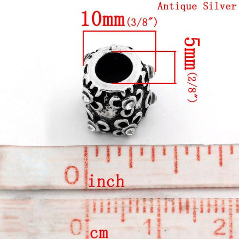 Flower W/clear  Rhinestone Bead Charm Spacer For Snake Chain Charm Bracelet - Sexy Sparkles Fashion Jewelry - 3