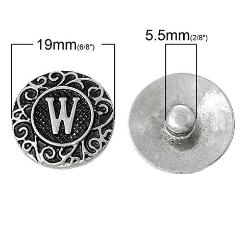 Alphabet Letter W Chunk Snap Button or Pendant Fits Snaps Chunk Bracelet - Sexy Sparkles Fashion Jewelry - 3
