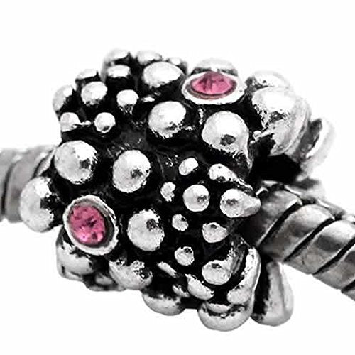 Pink October Birthstone  European Bead Compatible for Most European Snake Chain Charm Bracelet - Sexy Sparkles Fashion Jewelry - 1