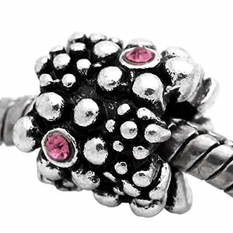 Pink October Birthstone  European Bead Compatible for Most European Snake Chain Charm Bracelet - Sexy Sparkles Fashion Jewelry - 1
