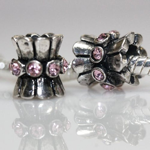 Light Pink  Crystals European Bead Compatible for Most European Snake Chain Charm Bracelet - Sexy Sparkles Fashion Jewelry - 1