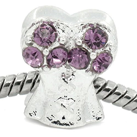 Purple Corset Top with Rhinestone Charm Bead Spacer For Snake Chain Bracelets - Sexy Sparkles Fashion Jewelry - 1