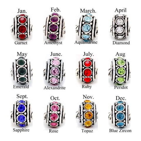 February Round Rhinestone charm for European Snake chain charm bracelet - Sexy Sparkles Fashion Jewelry - 3