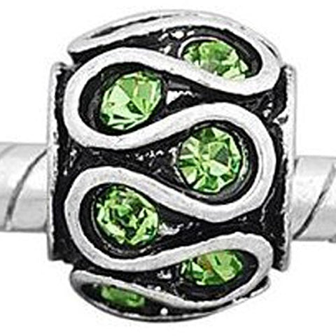 Lt Green  Rhinestone Spacer Bead European Bead Compatible for Most European Snake Chain Charm Bracelet - Sexy Sparkles Fashion Jewelry - 1