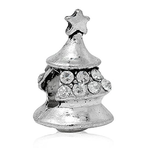 Christmas Tree With Clear Cystals Charm Bead for European Snake Chain Charm Bracelet - Sexy Sparkles Fashion Jewelry - 1