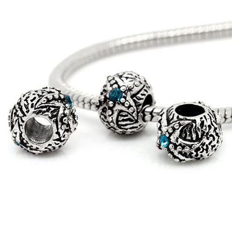 Starfish with Blue Rhinestones on Charm European Bead Compatible for Most European Snake Chain Bracelet - Sexy Sparkles Fashion Jewelry - 2