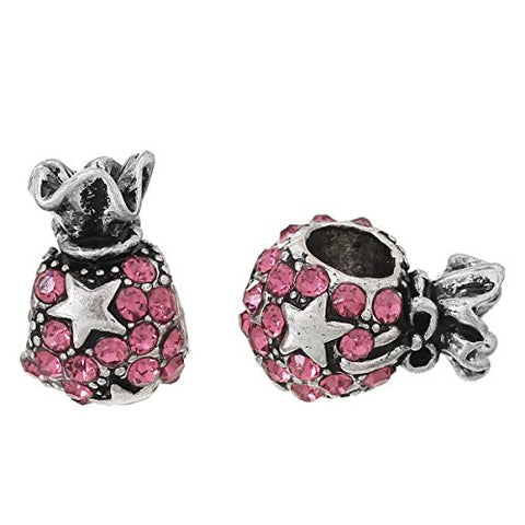 Pink Christmas Gift Bag Charm Bead for European Snake Chain Charm Bracelet - Sexy Sparkles Fashion Jewelry - 3