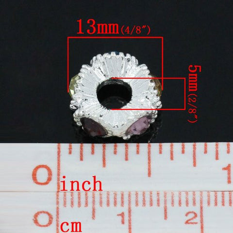 Flower with Multi  Rhinestones Charm Spacer For Snake Chain Charm Bracelets - Sexy Sparkles Fashion Jewelry - 2
