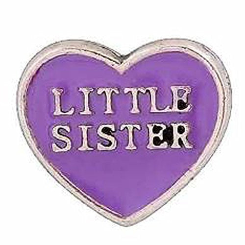 Round Locket Crystal Necklace Base and Floating Family Charms ("Little Sister")