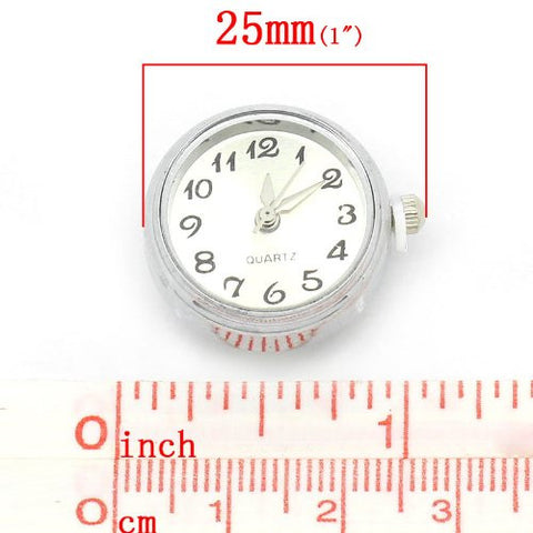 White Watch Face Chunk Click Buttons Snap for Chunk Bracelet 25x21mm,knob:5.5mm - Sexy Sparkles Fashion Jewelry - 2
