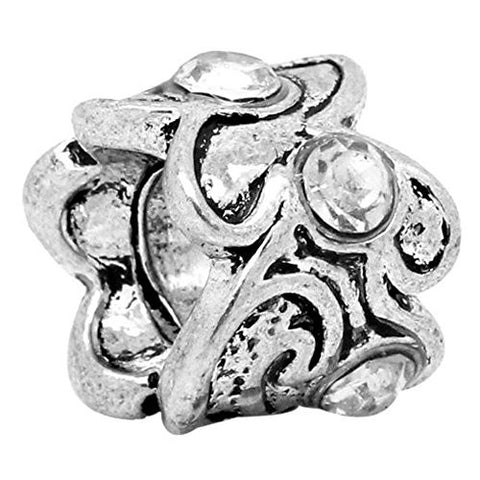 Clear  Rhinestone Spacer Bead European Bead Compatible for Most European Snake Chain Charm Bracelet - Sexy Sparkles Fashion Jewelry - 1