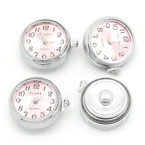 Pink Watch Face Chunk Click Buttons Snap for Chunk Bracelet 25x21mm,knob:5.5mm - Sexy Sparkles Fashion Jewelry - 3