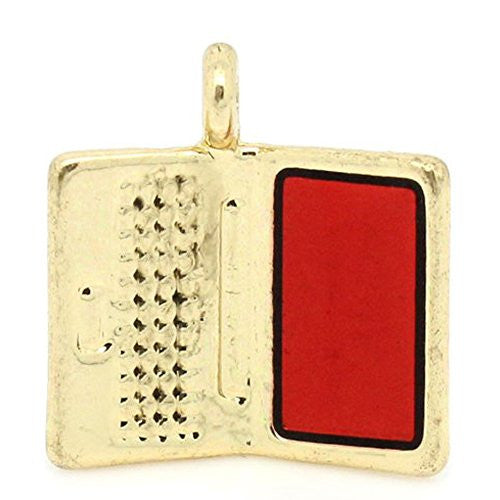 Gold plated base Tone Computer/laptop with Red Enamel Screen Charm Pendant - Sexy Sparkles Fashion Jewelry - 1