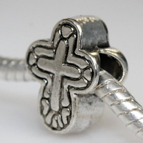 Cross Charm Slide on Bead Spacer European Bead Compatible for Most European Snake Chain Charm Bracelet - Sexy Sparkles Fashion Jewelry - 3