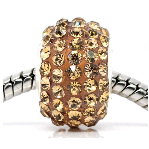 Champagne  Rhinestone Charm Spacer Beads For Snake Chain Charm Bracelet - Sexy Sparkles Fashion Jewelry - 1