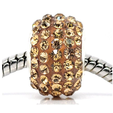 Champagne  Rhinestone Charm Spacer Beads For Snake Chain Charm Bracelet - Sexy Sparkles Fashion Jewelry - 1