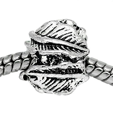 Leaf Carved European Bead Compatible for Most European Snake Chain Bracelet - Sexy Sparkles Fashion Jewelry - 1