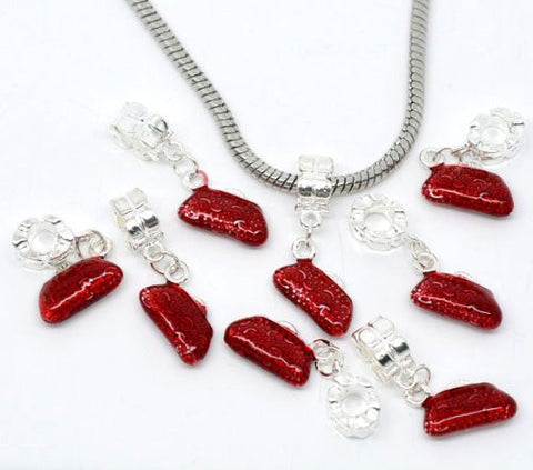 Red Enamel Purse Dangle Charm European Bead Compatible for Most European Snake Chain Bracelet - Sexy Sparkles Fashion Jewelry - 2