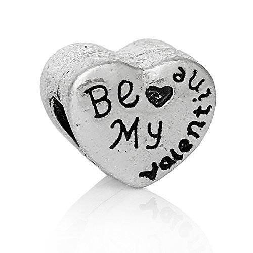 Be My Valentine Heart Charm Bead for Snake Chain Charm Bracelet - Sexy Sparkles Fashion Jewelry - 1
