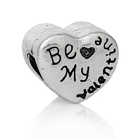 Be My Valentine Heart Charm Bead for Snake Chain Charm Bracelet - Sexy Sparkles Fashion Jewelry - 1