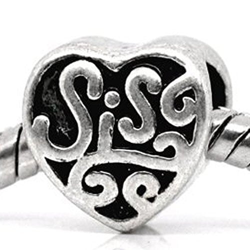 Sis Heart European Bead Compatible for Most European Snake Chain Bracelet - Sexy Sparkles Fashion Jewelry - 1