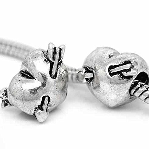 Cupid Heart Dangle Spacer Charm European Bead Compatible for Most European Snake Chain Bracelet - Sexy Sparkles Fashion Jewelry - 1