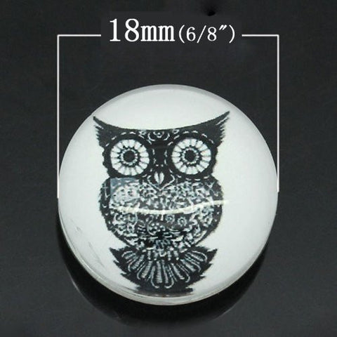 Owl Design Glass Chunk Charm Button Fits Chunk Bracelet 18mm for Noosa Style Chunk Leather Bracelet - Sexy Sparkles Fashion Jewelry - 2