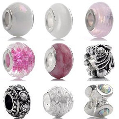 Lot of 9 Piece European Spacer Beads For Snake Chain Charm Bracelet - Sexy Sparkles Fashion Jewelry - 1