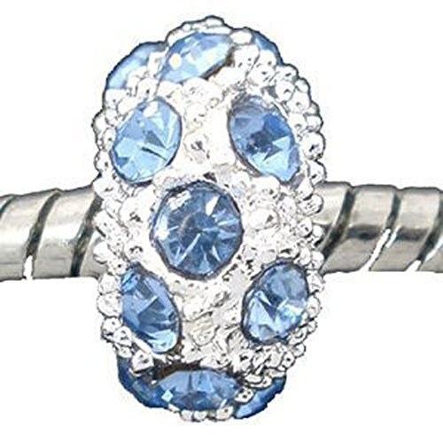 Light Blue Rhinestones Charm For european Snake chain Charm Bracelet - Sexy Sparkles Fashion Jewelry - 1