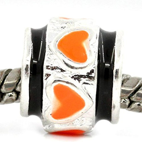 Orange Heart Carved in Charm/European Bead Compatible for Most European Snake Chain Bracelet - Sexy Sparkles Fashion Jewelry - 1