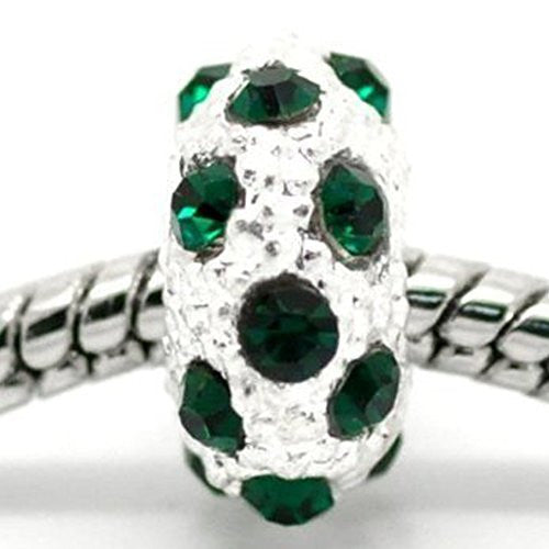 Green Rhinestone Birthstone Charm fits European Snake Chain Charm Bracelet - Sexy Sparkles Fashion Jewelry