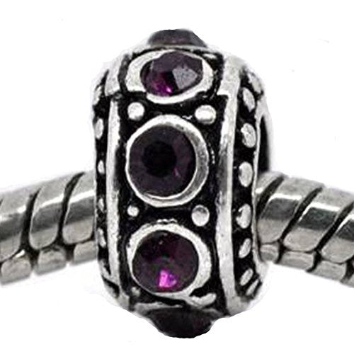 Purple Birthstone Spacer Bead Charm for european snake chain charm Bracelet - Sexy Sparkles Fashion Jewelry - 1